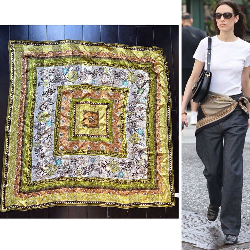 Adrienne Landau Studio green Geometric Pattern Scarf floral print